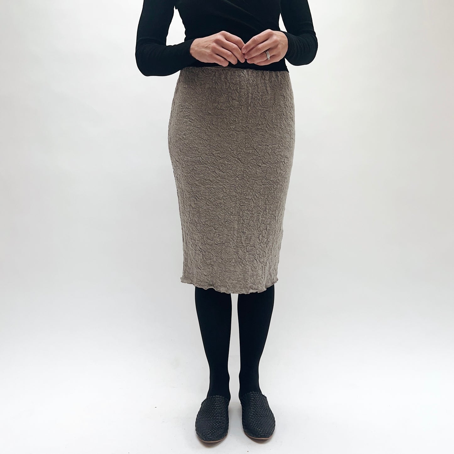 Merino Bubble Wool Skirt in Elephant Melange
