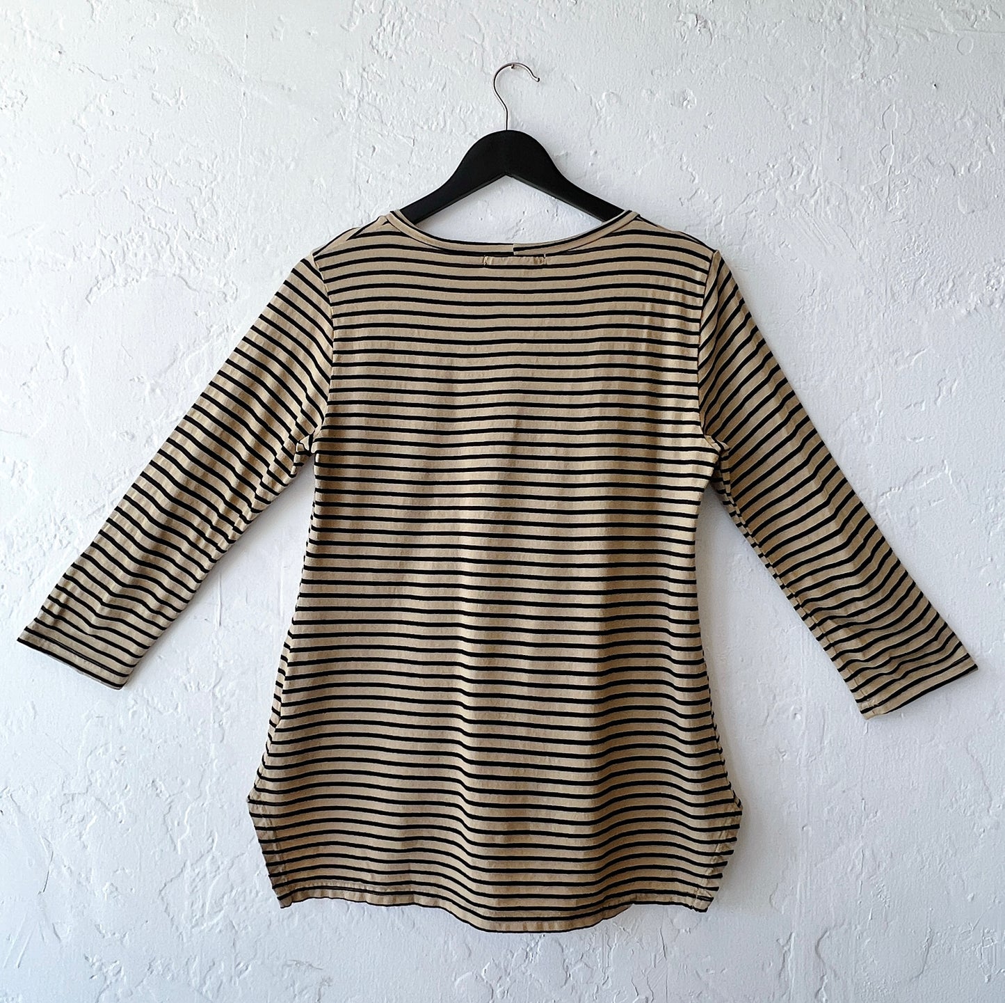 High Low Long Sleeve Shirt in Bark Stripes