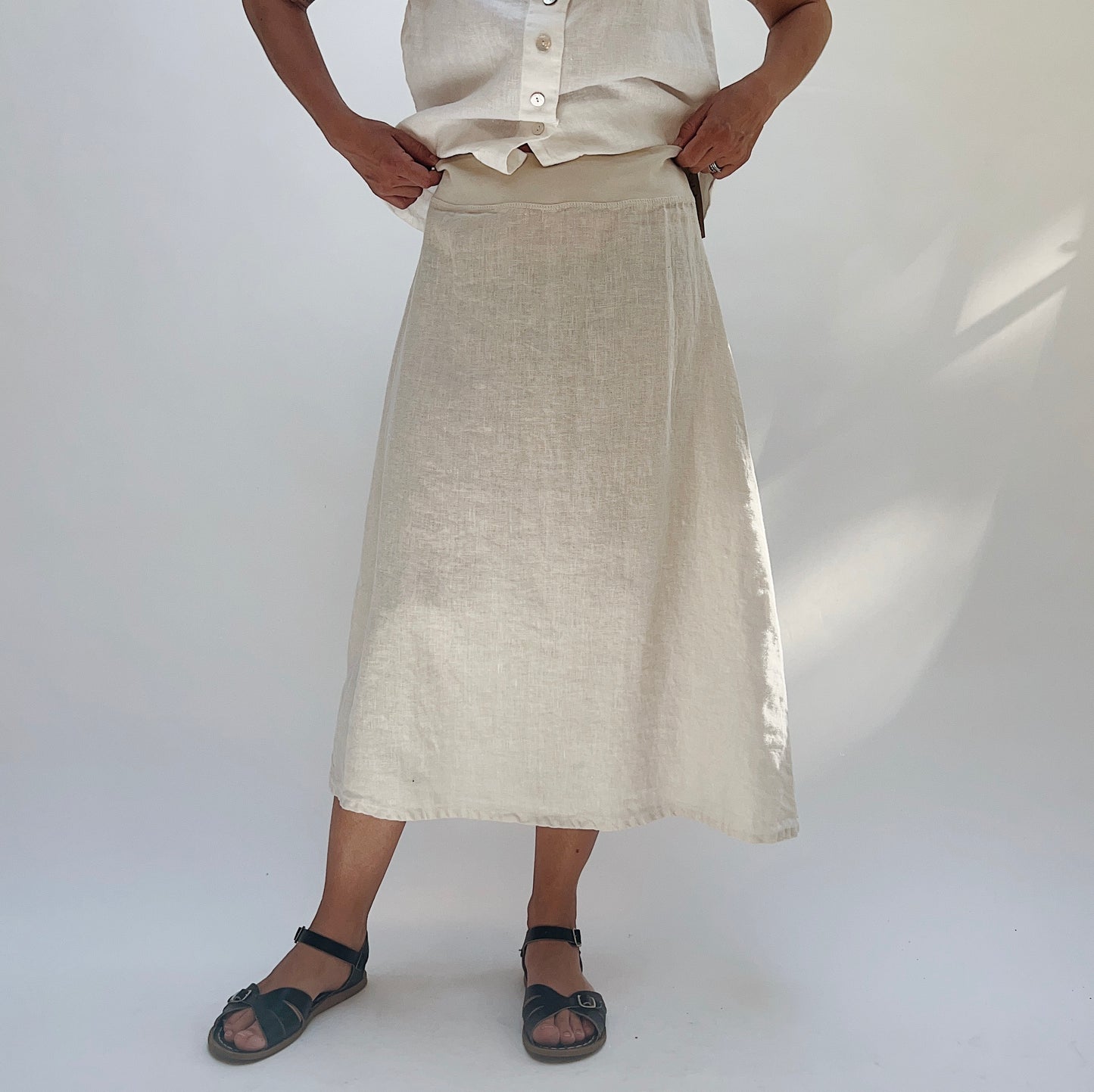 A-Line Linen Skirt in Jicama
