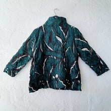 Load image into Gallery viewer, Olivia by Habitat | Crush Travel Leaves Cinched Pocket Top in Marine
