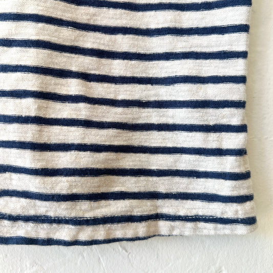 Mock Boatneck Tee in Jicama & Navy Stripe