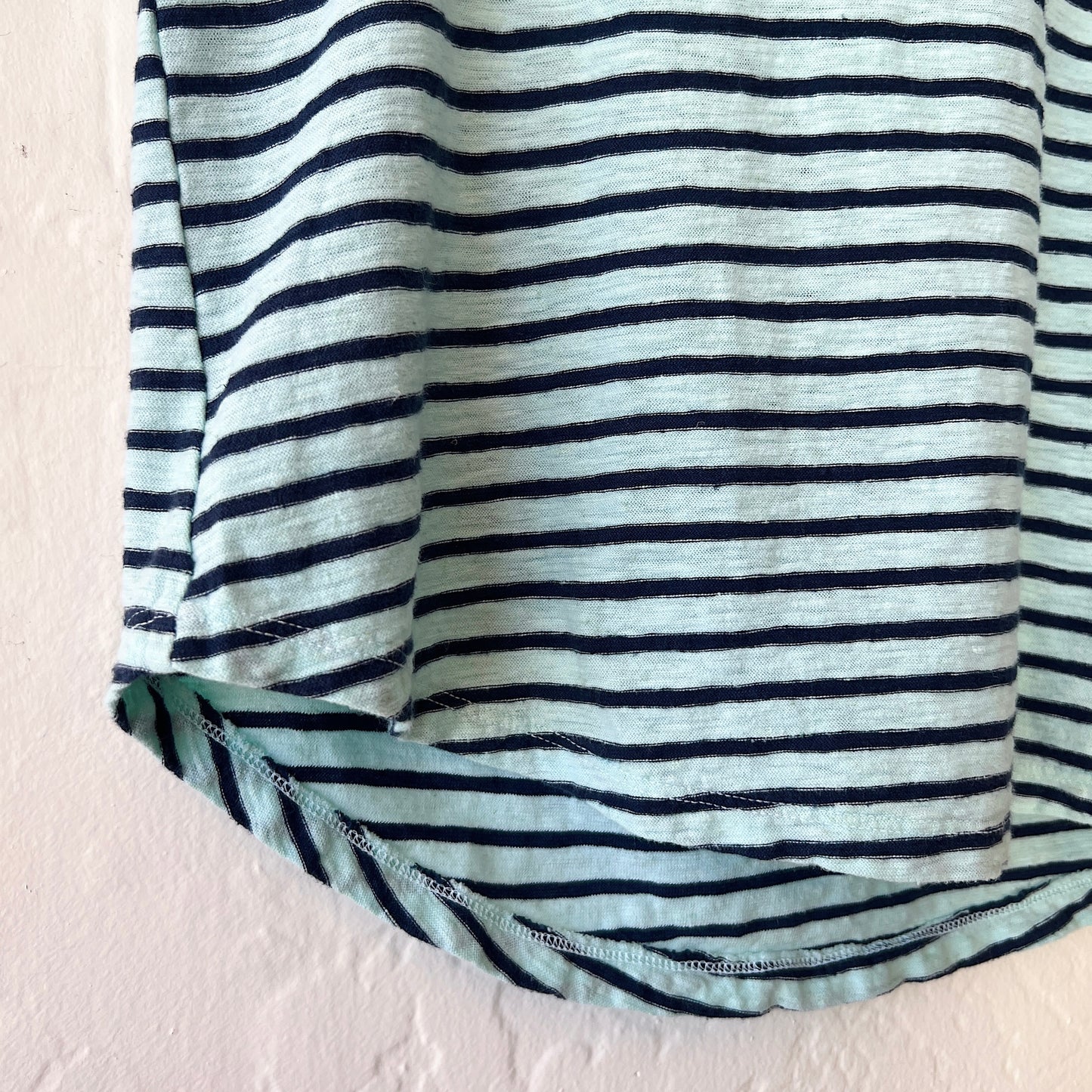 Boxy Raglan Sleeve Tee in Fountain & Navy Stripe