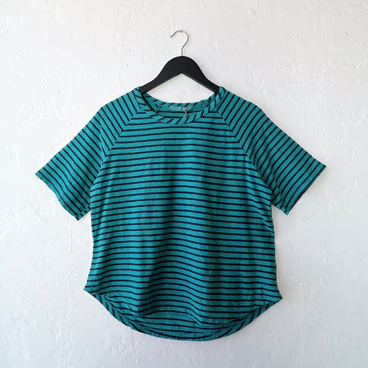Boxy Raglan Sleeve Tee in Riviera & Navy Stripe