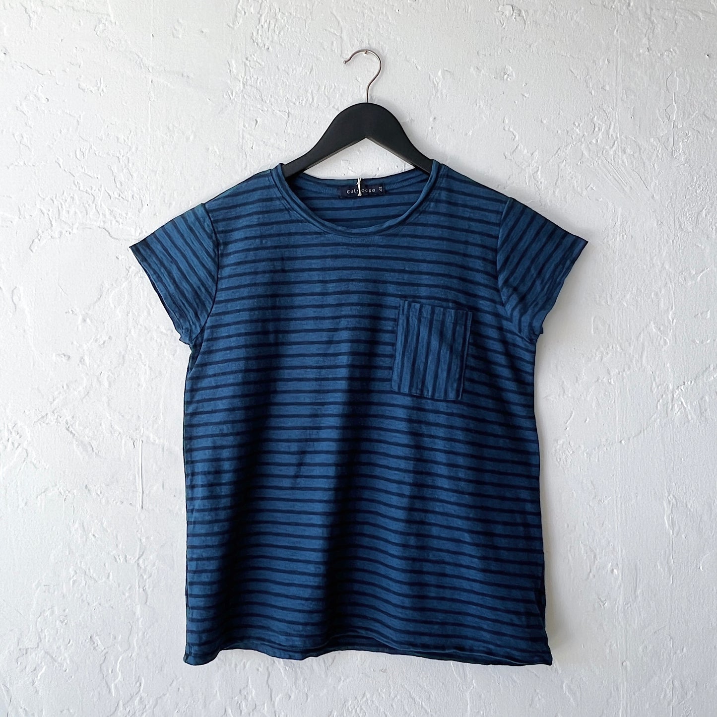 Easy Tee with Pocket in Naval & Navy Stripe