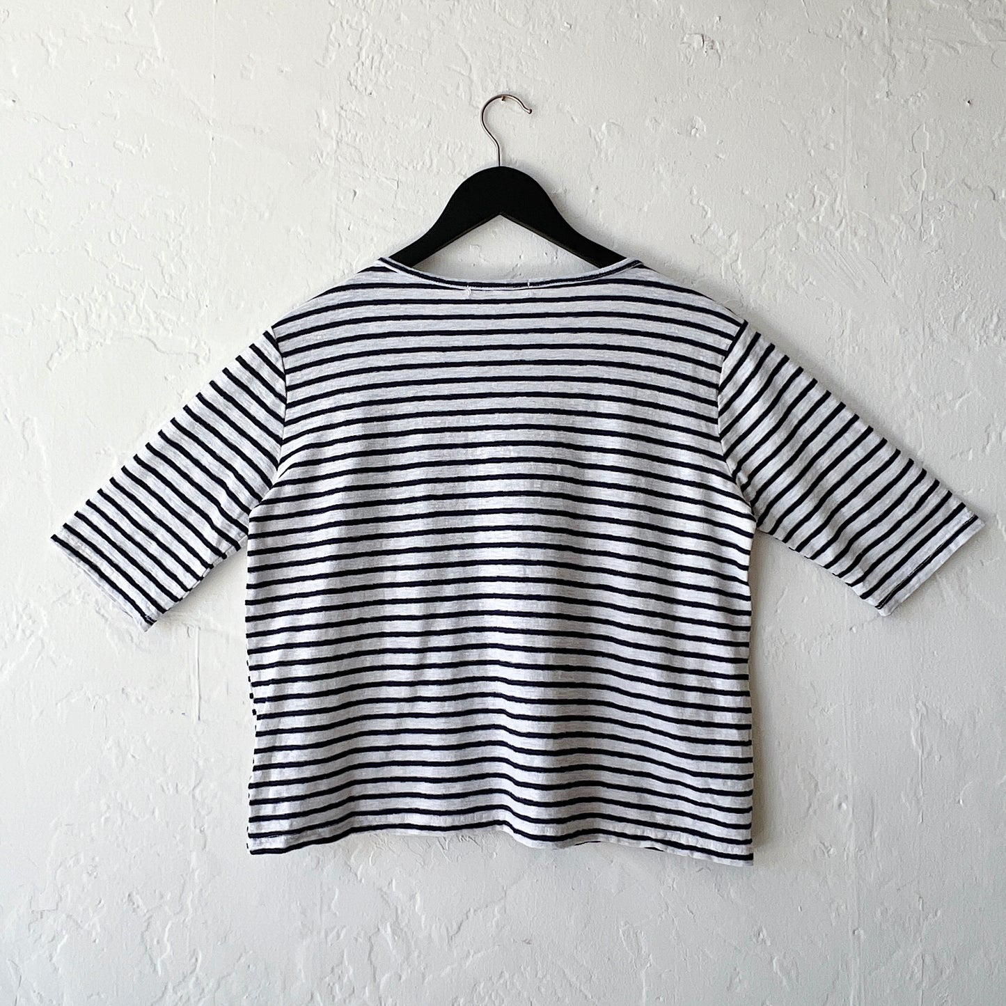 Elbow Sleeve Top in Laundered & Navy Stripe