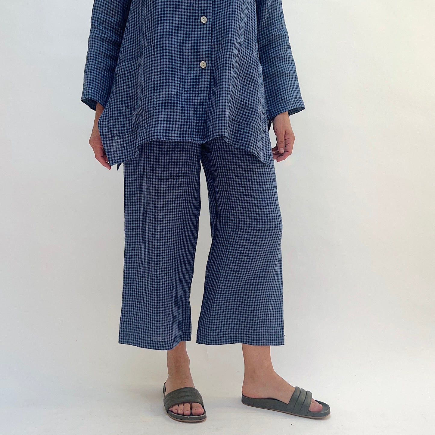 Linen Mini Check Pants