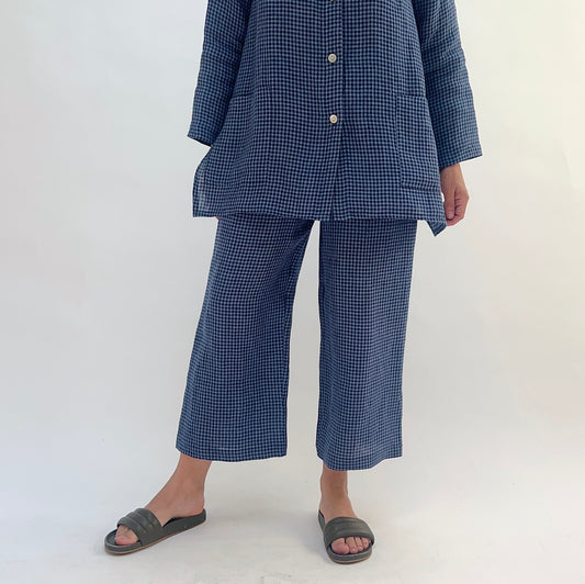 Linen Mini Check Pants