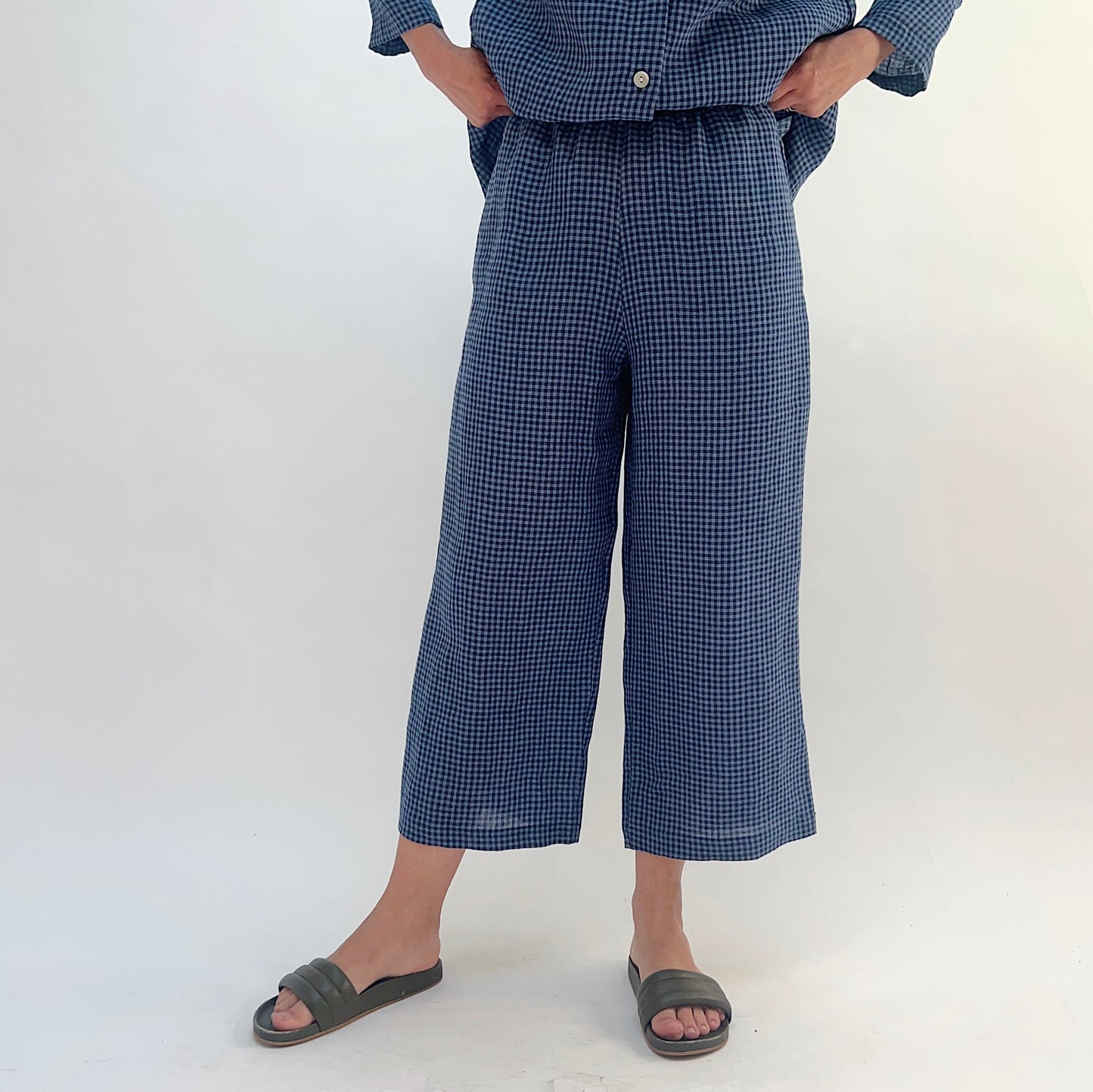 Linen Mini Check Pants