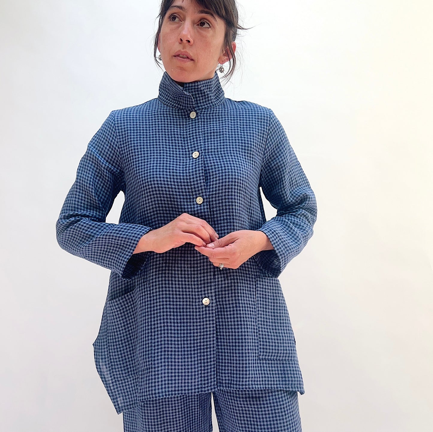 Linen Mini Check Shirt