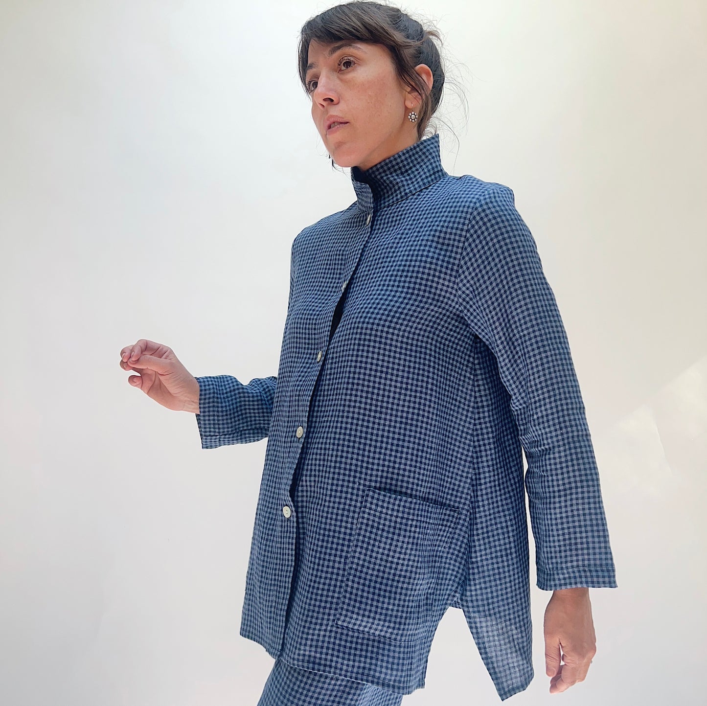 Linen Mini Check Shirt