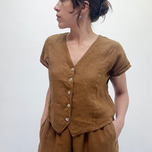 Load image into Gallery viewer, Bryn Walker | Linen V-Neck Button Front Shirt in Yearling
