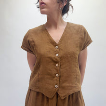 Load image into Gallery viewer, Bryn Walker | Linen V-Neck Button Front Shirt in Yearling
