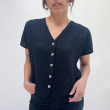 Load image into Gallery viewer, Bryn Walker | Linen V-Neck Button Front Shirt in Black
