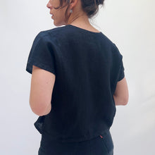 Load image into Gallery viewer, Bryn Walker | Linen V-Neck Button Front Shirt in Black
