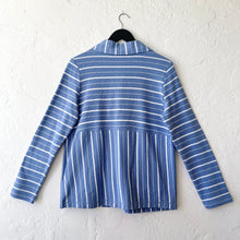 Load image into Gallery viewer, Weekend Terry Striped Zip Pullover in Rain
