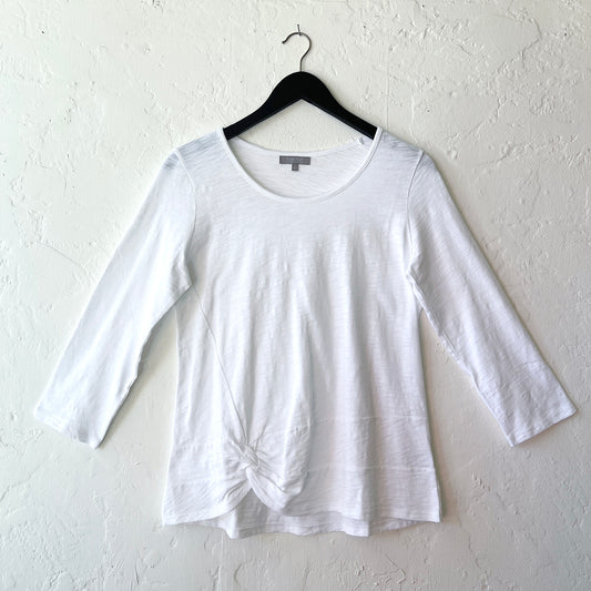 Cotton Pebble Side Twist Tee in White