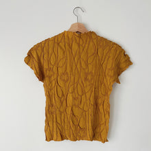 Load image into Gallery viewer, Vanite Couture | Short Sleeve Crinkle Top in Mustard
