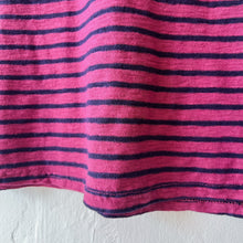 Load image into Gallery viewer, Cut Loose | 3/4 Sleeve A-Line Boatneck Top in Rhubarb &amp; Navy Stripe
