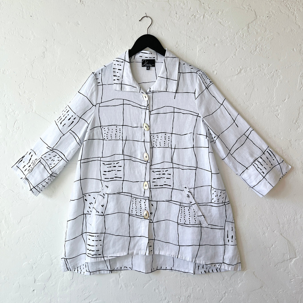 Olivia by Habitat | Linen Grid Tosca Tunic in White