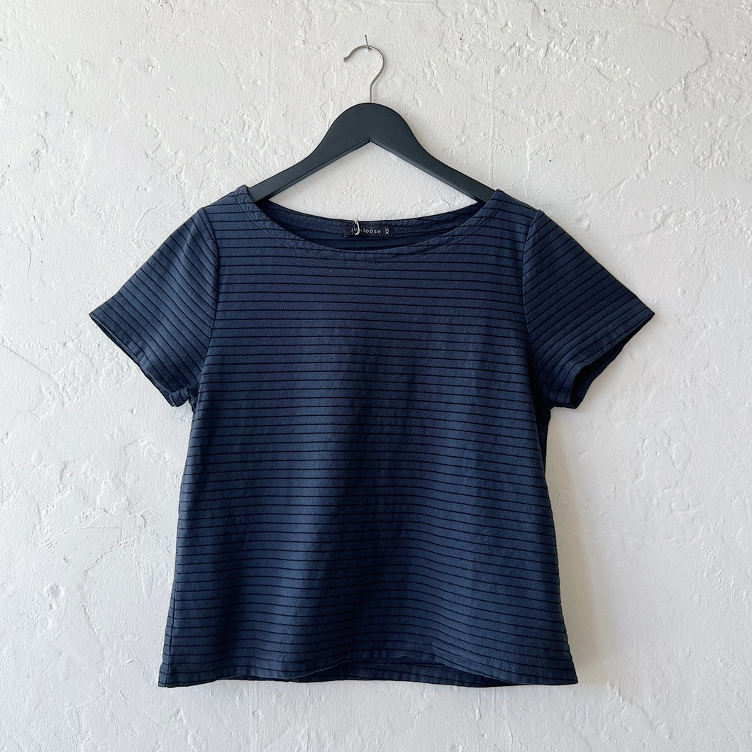 Cut Loose | Short Sleeve Tee In Black & Lights Out Stripe