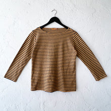 Load image into Gallery viewer, Cut Loose | 3/4 Sleeve Boatneck Top in Manuka &amp; Navy Stripe
