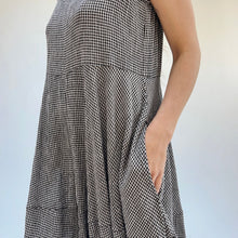Load image into Gallery viewer, Cut Loose | Crinkle Mini Check Seamed Bubble Dress in Black
