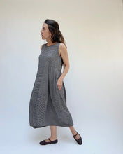 Load image into Gallery viewer, Cut Loose | Crinkle Mini Check Seamed Bubble Dress in Black
