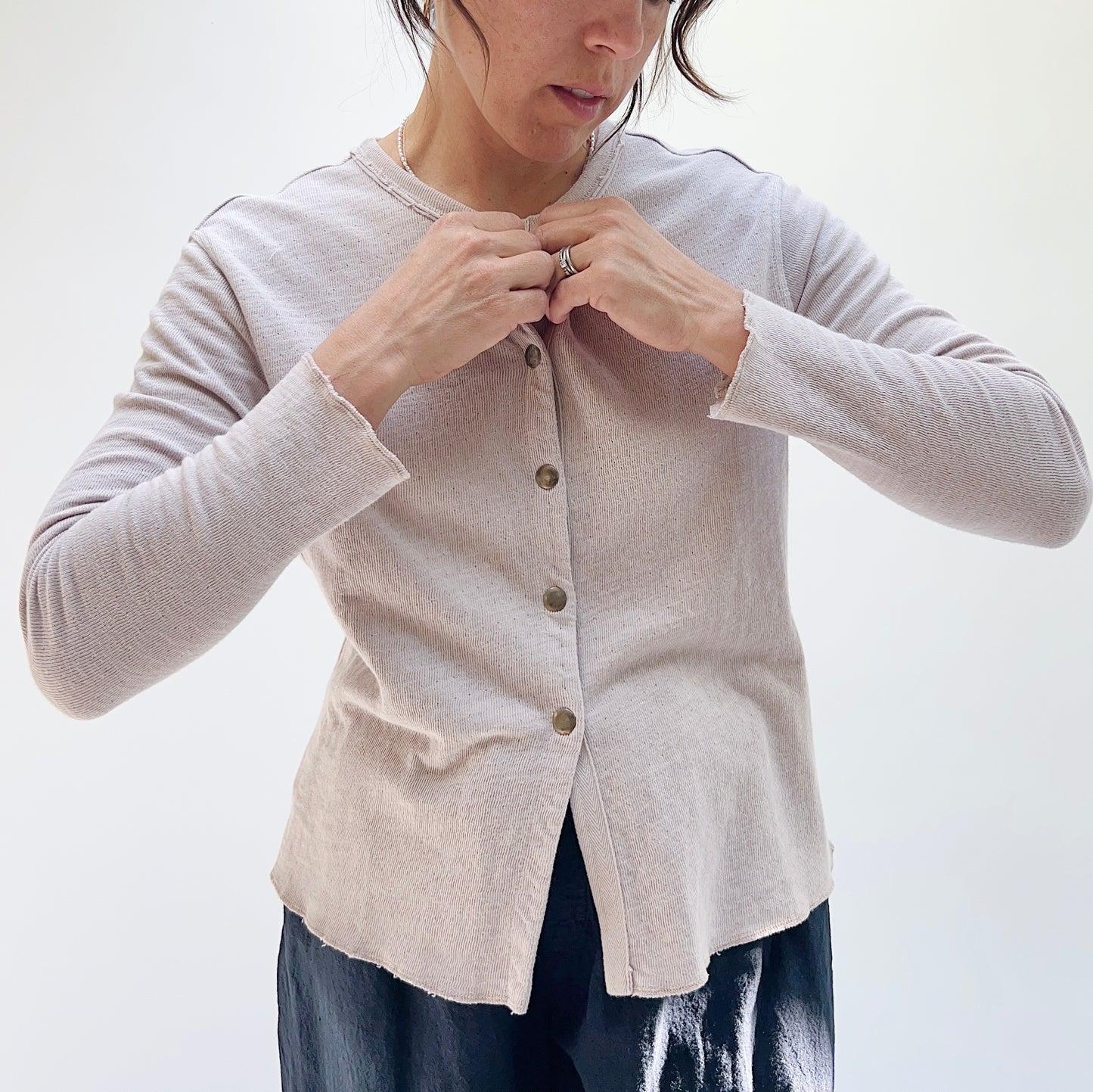 North Star Base | Snap Front Cardigan in Cloud
