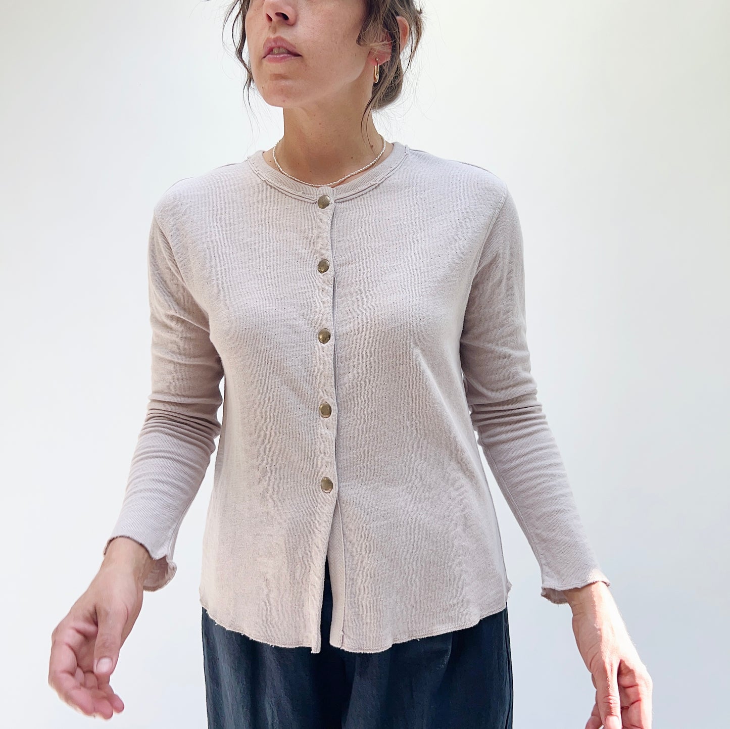 North Star Base | Snap Front Cardigan in Cloud