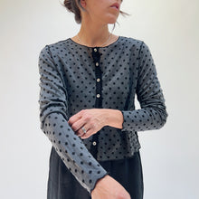 Load image into Gallery viewer, Cut Loose | Mesh Dot Cropped Cardigan in Black

