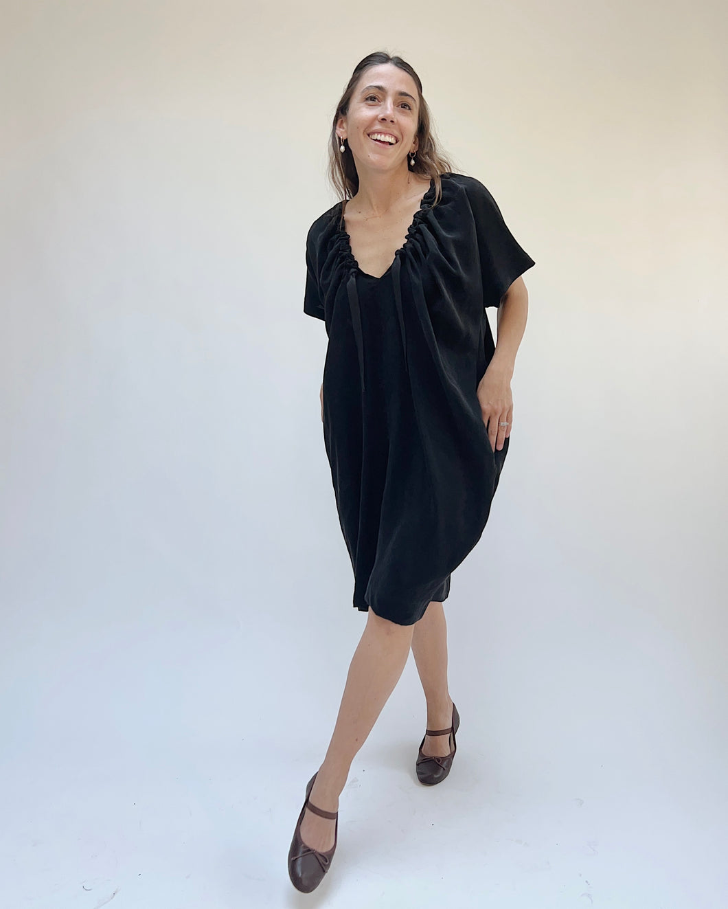 Uzi | Vali Dress in Black Cupro