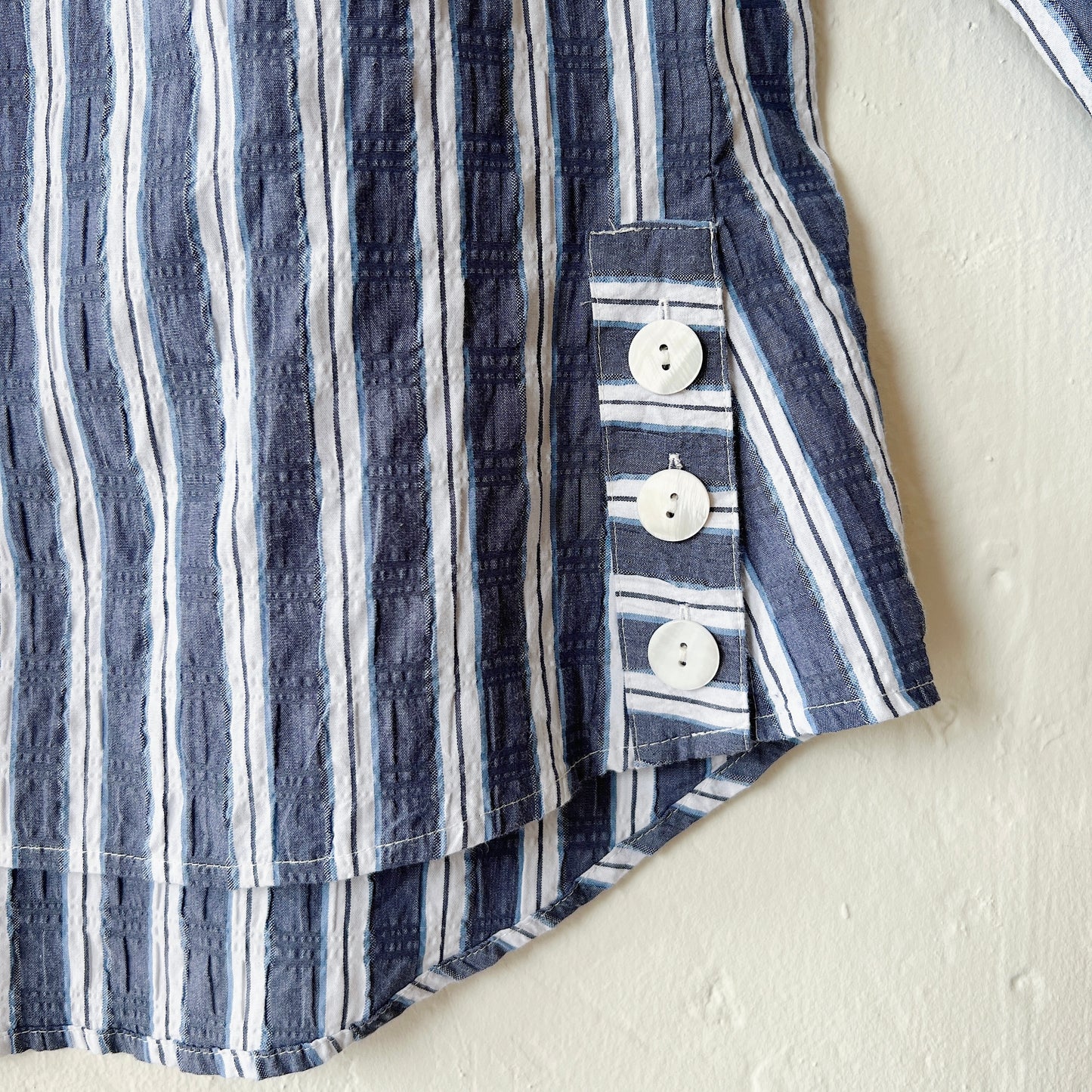 Palm Beach Stripe Ribbon Trim Tunic in Indigo
