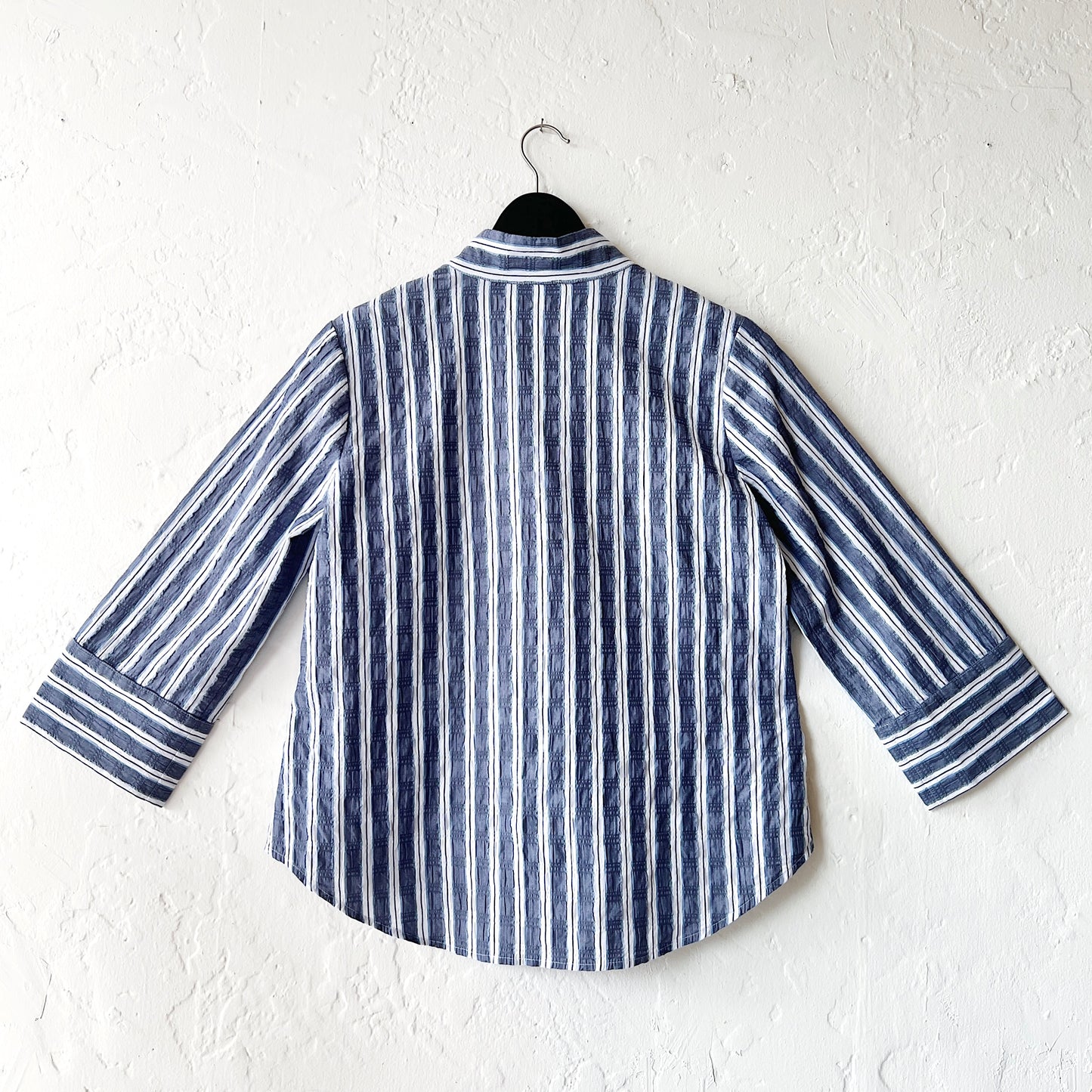 Palm Beach Stripe Ribbon Trim Tunic in Indigo