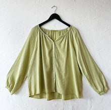 Load image into Gallery viewer, Cut Loose | Collarless Blouse in Verde Mini Check
