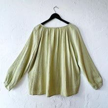 Load image into Gallery viewer, Cut Loose | Collarless Blouse in Verde Mini Check
