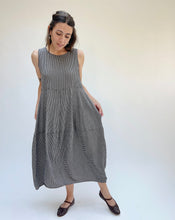 Load image into Gallery viewer, Cut Loose | Crinkle Mini Check Seamed Bubble Dress in Black
