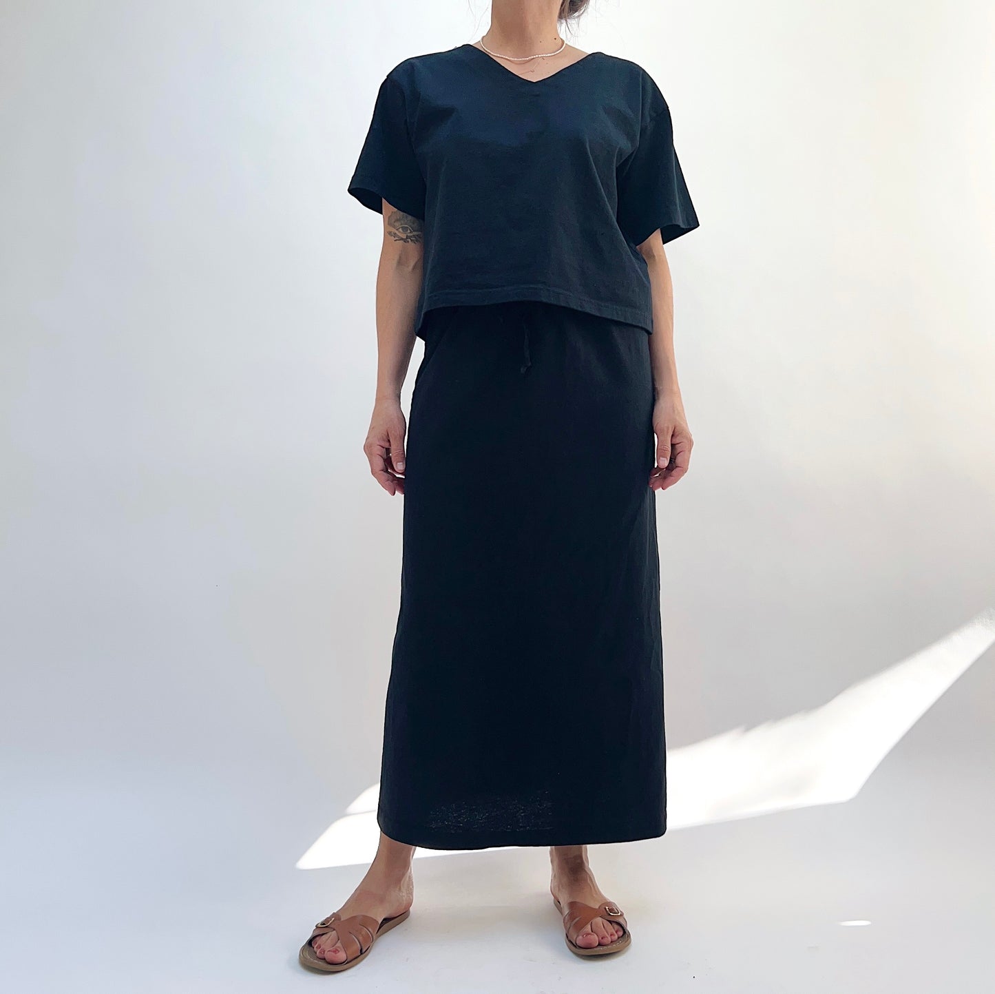 Drawstring Skirt in Black