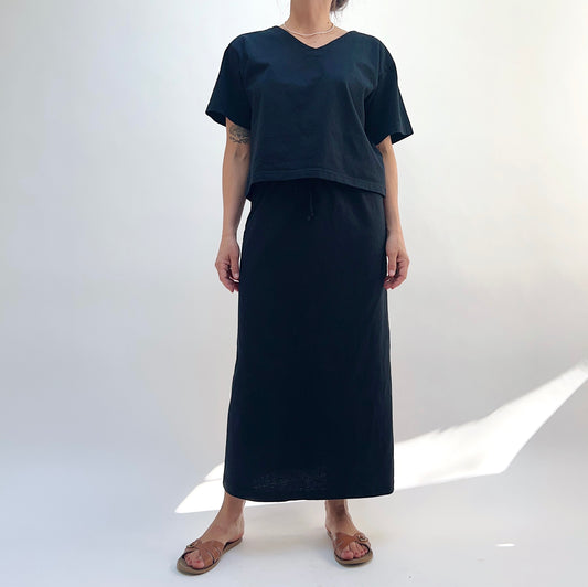 Drawstring Skirt in Black