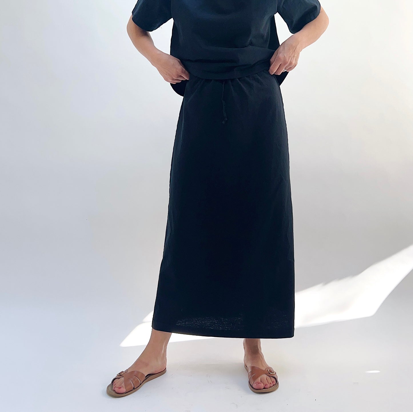 Drawstring Skirt in Black