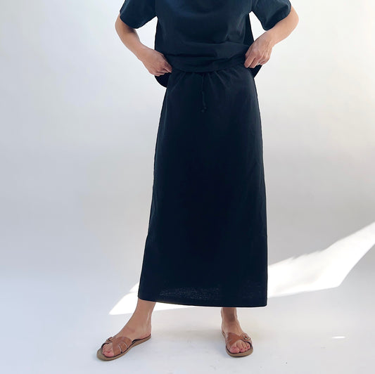 Drawstring Skirt in Black