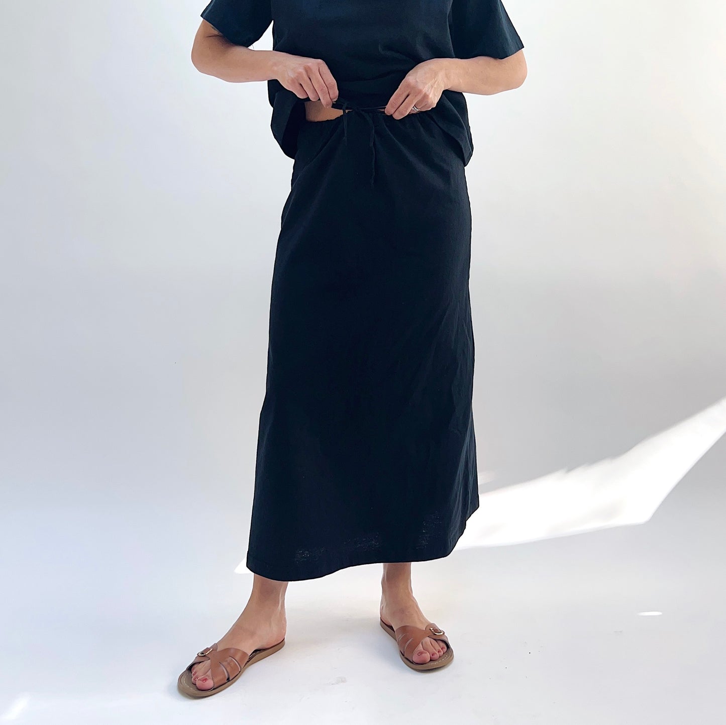 Drawstring Skirt in Black