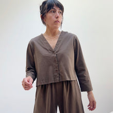 Load image into Gallery viewer, Pacific Cotton | Button Front Crop Cardigan in Torta
