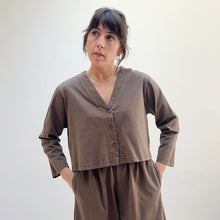 Load image into Gallery viewer, Pacific Cotton | Button Front Crop Cardigan in Torta
