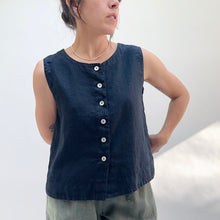 Load image into Gallery viewer, Cut Loose | Linen Button Down Tank in Lights Out
