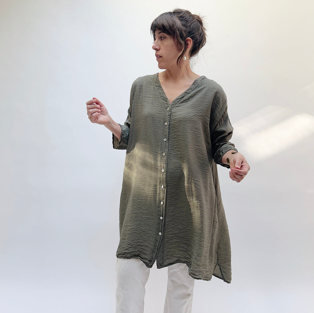 Cut Loose | Parachute Button Down Tunic in Clay