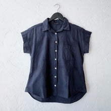 Load image into Gallery viewer, Cut Loose | Textured Mini Stripe Short Sleeve Pocket Shirt in Lights Out
