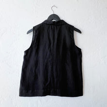 Load image into Gallery viewer, Cut Loose | Sleeveless Linen Shirt with Collar in Black
