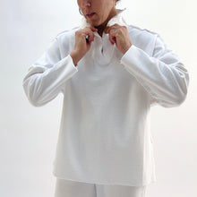 Load image into Gallery viewer, Eleven Stitch | Long Funnel Neck Slub Sweatshirt in Chalk
