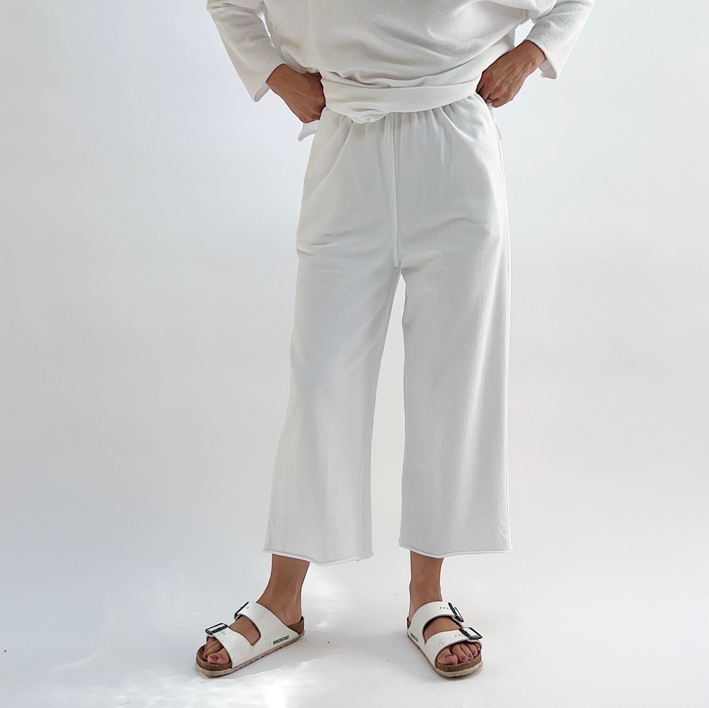 Eleven Stitch | Rib Crop Pant in Chalk