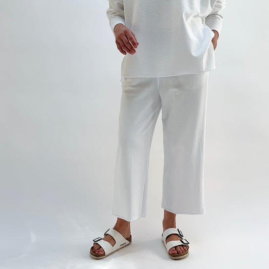 Eleven Stitch | Rib Crop Pant in Chalk